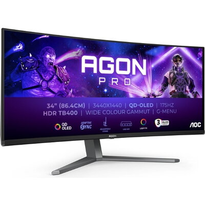 Монитор AOC AG346UCD - 34" QD-OLED 3440x1440@175Hz, Curved 1800R