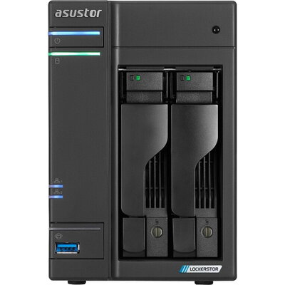 Мрежов сторидж Asustor Lockerstor AS6702T, 2 Bay NAS, Intel Jasper Lake 4C 2.0 GHz, 4GB DDR4 SODIMM, M.2 NVMe x4 slots (Diskless