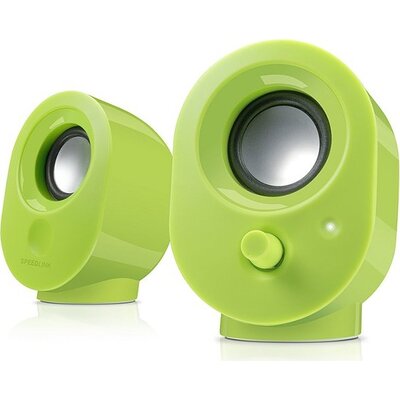 Speedlink SNAPPY Stereo Speakers, 4W RMS output power, USB powered, Volume control, Cable length: 1.2m, green