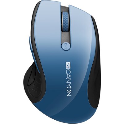 CANYON 2.4Ghz wireless mouse, optical tracking - blue LED, 6 buttons, DPI 1000/1200/1600, Blue Gray pearl glossy