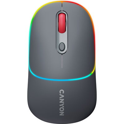 CANYON MW-22, 2 in 1 Wireless optical mouse with 4 buttons, DPI 800/1200/1600, 2 mode(BT/ 2.4GHz), 650mAh Li-poly battery, RGB b