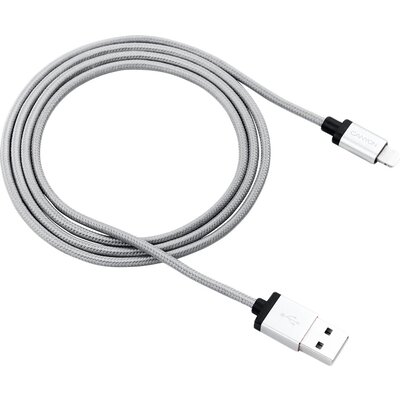 CANYON Charge & Sync MFI braided cable with metalic shell, USB to lightning, certified by Apple, 1m, 0.28mm, Dark gray