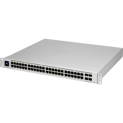 Ubiquiti Layer 3 switch with (48) GbE RJ45 ports and (4) 10G SFP+ ports.