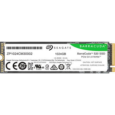 SSD SEAGATE BarraCuda 520 1.024TB M.2 2280-S2 PCIe Gen4 x4 NVMe 1.4, Read/Write: 5000/3200 MBps, TBW 250