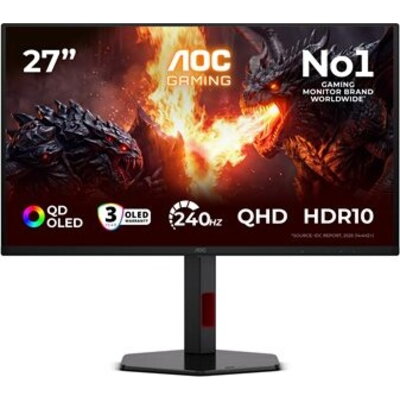 AOC Q27G4ZDR 27inch OLED 2560x1440 240Hz Adaptive Sync Response time GtG 0.03ms 2 x USB-A 1 x USB-B HDMI 2.1 x 2 DisplayPort 1.4