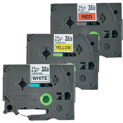 BROTHER TZE31M3 tape cassette 12mmx8m 3 Pack TZ231 white black TZ431 red black TZ631 yellow black laminate