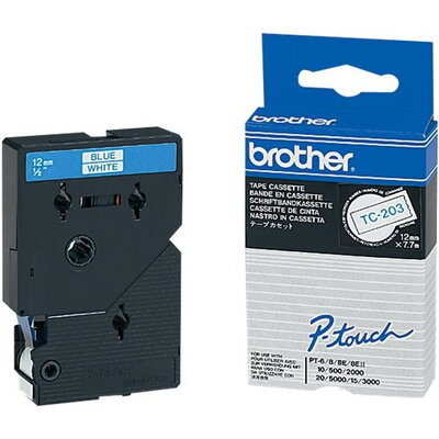 BROTHER P-Touch TC-203 blue on white 12mm