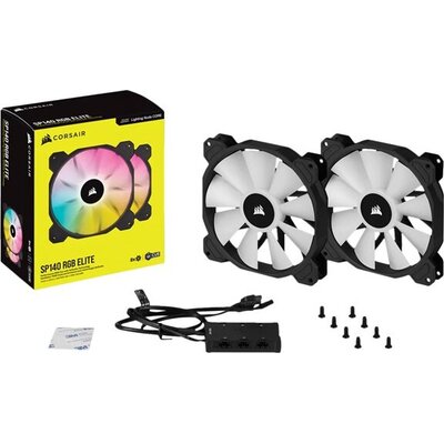 CORSAIR SP140 RGB ELITE 140mm RGB LED Fan with AirGuide Dual Pack