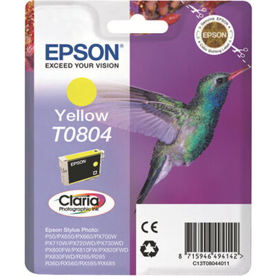 EPSON T0804 ink cartridge yellow standard capacity 7.4ml 520 pages 1-pack blister without alarm