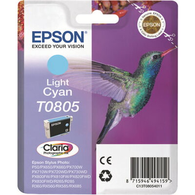 EPSON T0805 ink cartridge light cyan standard capacity 7.4ml 350 pages 1-pack blister without alarm