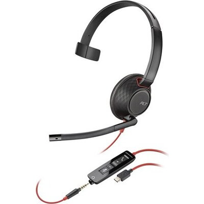 HP Poly Blackwire 5210 Monaural USB-C Headset +3.5mm Plug +USB-C/A Adapter