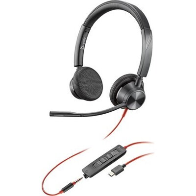HP Poly Blackwire 3325 Stereo USB-C Headset +3.5mm Plug +USB-C/A Adapter