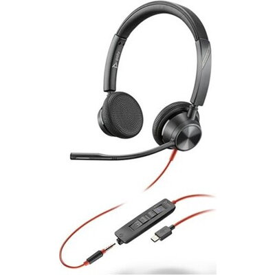 HP Poly Blackwire 3325 Stereo Microsoft Teams Certified USB-C Headset +3.5mm Plug +USB-C/A Adapter