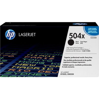 HP 504X original Colour LaserJet Toner cartridge CE250X black high capacity 10.500 pages 1-pack ColorSphere