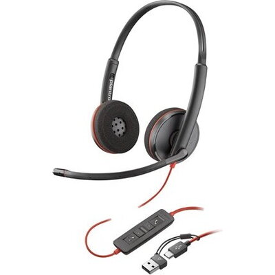 HP Poly Blackwire 3220 Stereo USB-C Headset +USB-C/A Adapter