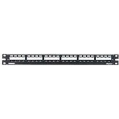 19" 24-Port Metal Patch Panel Mini-Com with strain relief bar