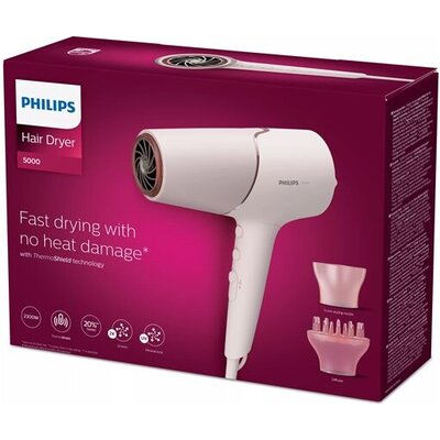 PHILIPS Hair dryer 2300W Series 5000 ThermoShield technology 6 heat and speed settings ionic care pink