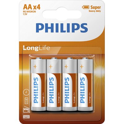 Philips Longlife батерия R6 AA (E), 4-blister