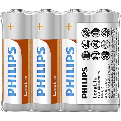 Philips Longlife батерия R6 AA (E), 4-foil