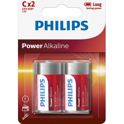 Philips Power Alkaline батерия LR14 (C), 2-blister