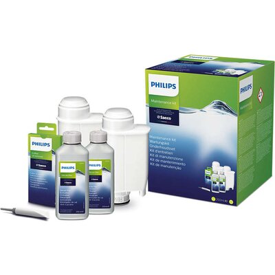 Philips Комплект за поддръжка за машините за еспресо Saeco 2 бр. препарати и 2 бр. филтри за вода, 6 обезмаслителя и смазочно ма