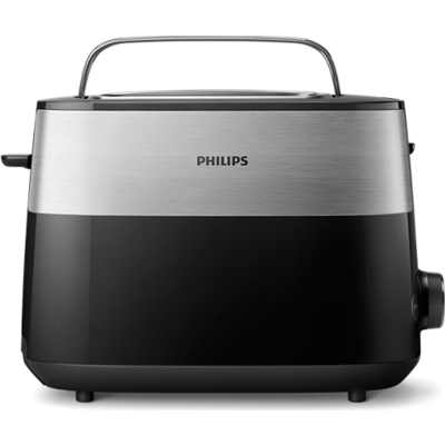 Philips Тостер Daily Collection,  8 настройки, Компактен дизайн, стойка за претопляне, черен