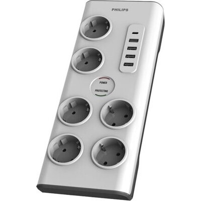 PHILIPS Surge protector 6 outlets 5 USB ports 2m cable