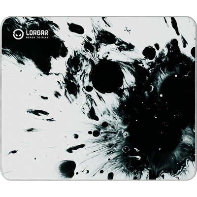 Full print white and black design, Bottom is black rubber with embossed LORGAR logo, with double side edge stitching