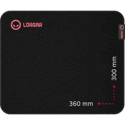 Lorgar Main 323, Gaming mouse pad, Precise control surface, Red anti-slip rubber base, size: 360mm x 300mm x 3mm, weight 0.21kg