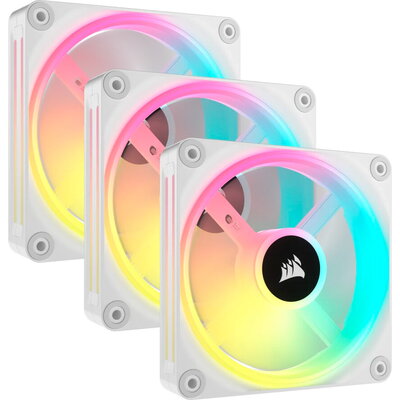CORSAIR iCUE LINK QX120 RGB WHITE, 120mm Magnetic Dome RGB Fan, Triple Fan Kit