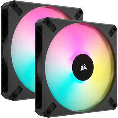 Corsair AF ELITE Series, AF140 RGB ELITE, 140mm Fluid Dynamic RGB Fan with AirGuide, Dual Pack with Lighting Node CORE, EAN:0840