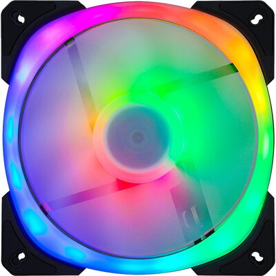 GELID LYRA ARGB FAN, 140mm, 24 ARGB LEDs, Dual Ring Lighting, Addressable RGB Controls, Airflow Optimized Impeller, 4-Pin PWM, 7