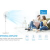 Midea Stand fan, 48W, 40cm, 8 Speeds, 8H timer, LED display, electric control with remote