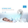 Midea Stand fan, 48W, 40cm, 8 Speeds, 8H timer, LED display, electric control with remote