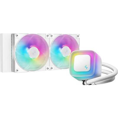 DeepCool LE240 WH V2, 240mm CPU Liquid Cooler, 2x120mm PWM ARGB Fans, ARGB block, White, LGA1851/1700/1200/1151/1150/1155, AMD A