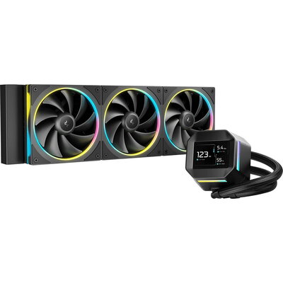 DeepCool LM360, 360mm CPU Liquid Cooler, 2.4" LCD screen, Black