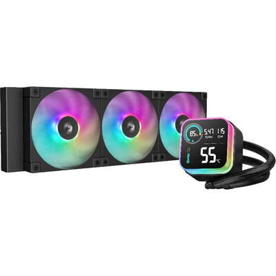 DeepCool LQ360, 360mm CPU Liquid Cooler, 3x120mm ARGB PWM Fans, LED Screen, Anti-Leak Technology, Black, LGA1851/1700/1200/1151/