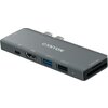 Canyon DS-05B Multiport Docking Station with 7 port, 1*Type C PD100W+2*HDMI+1*USB3.0+1*USB2.0+1*SD+1*TF. Input 100-240V, Output 