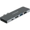 Canyon DS-05B Multiport Docking Station with 7 port, 1*Type C PD100W+2*HDMI+1*USB3.0+1*USB2.0+1*SD+1*TF. Input 100-240V, Output 