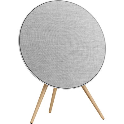 Beosound A9 5th Gen Speaker Natural Alu (Back Grey Mist/Cover Kvadrat Light Grey/Legs Oak)