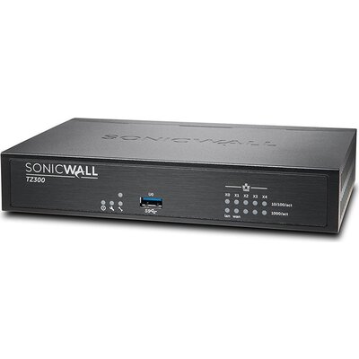 SONICWALL TZ300 TOTALSECURE 1YR, SMB firewall, 5x1GbE, 1 USB, TOTAL SECURE LICENSE 1 year, CGSS: Anti-Virus, Anti-Spyware, IPS, 