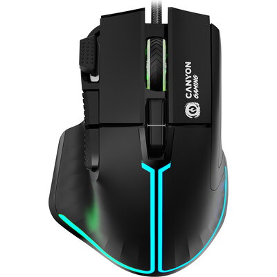 CANYON Fortnax GM-636, 9keys Gaming wired mouse,Sunplus 6662, DPI up to 20000, Huano 5million switch, RGB lighting effects, 1.65
