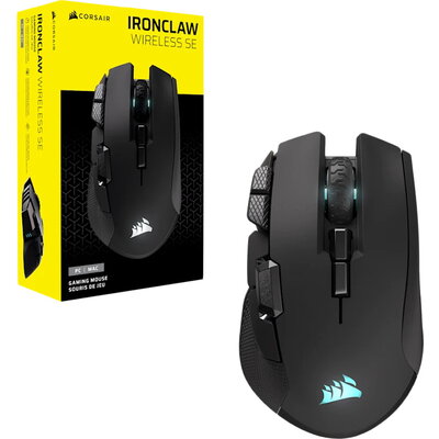 CORSAIR IRONCLAW WIRELESS SE Gaming Mouse, Wireless, Backlit RGB LED, 26000 DPI, Optical