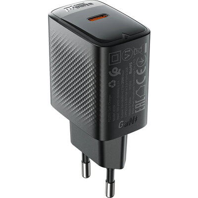 Acefast Универсално зарядно за стена Charger Wall GaN PD25W - A104 - USB-C x 1, Black