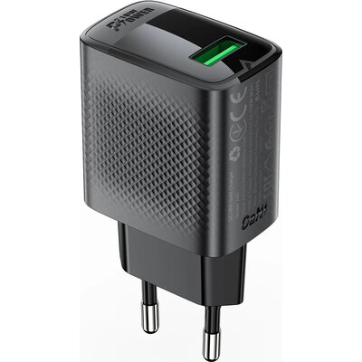 Acefast Универсално зарядно за стена Charger Wall GaN Quick Charge 18W - A90 - USB-A x 1, Black