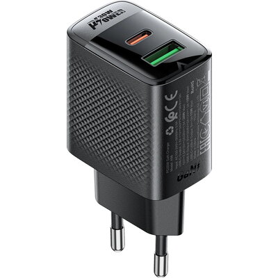 Acefast Универсално зарядно за стена Charger Wall GaN PD 30W - A98 - USB-C x 1, USB-A x 1, Black