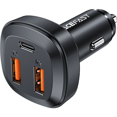 Acefast зарядно за кола Fast Charger Car PD3.0 66W - B9 - USB-C x 1, USB-A x 2, Black