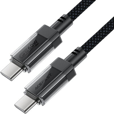 Acefast Кабел USB-C to USB-C Cable 60W Stainless steel in transparent shell 1.2m - C12-03 - Black