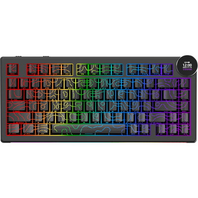 Геймърска механична клавиатура Ajazz AK820 V2 PRO - White peach Switch [Linear], Black