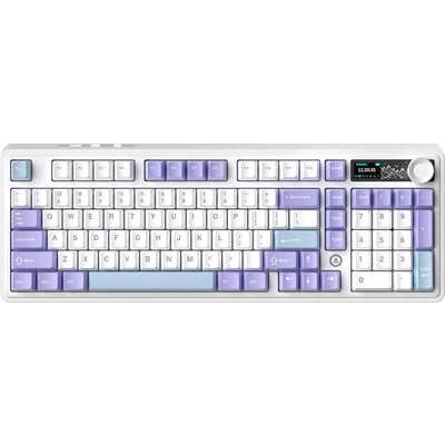 Геймърска механична клавиатура Ajazz AK980 V2 - Gift Switch [Linear], Purple White Blue